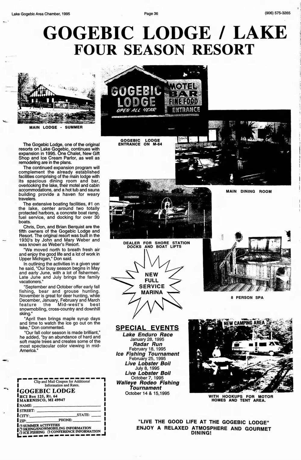 Weber Resort (Webers Resort, Gogebic Lodge) - Jun 30 1995 Article (newer photo)